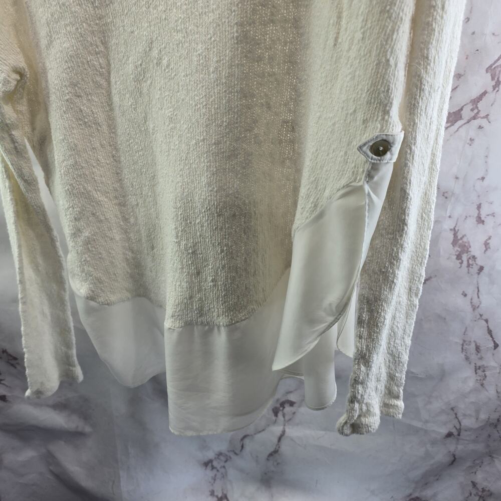 Anthropologie Sweater Womens Small White Cream Blouse Layered Long Sleeve - Picture 7 of 11